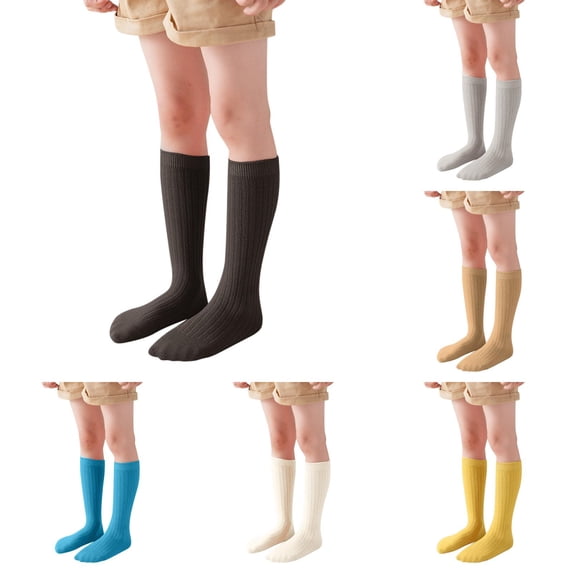 XEGLSBU 6 pack Girls Socks 8-10 Years Old Bulk Kids Boys Girls Cotton Socks Unisex Solid Color Socks Casual Crew Socks Toddler Sock Girls Socks 6-8 Years Old Black One Size