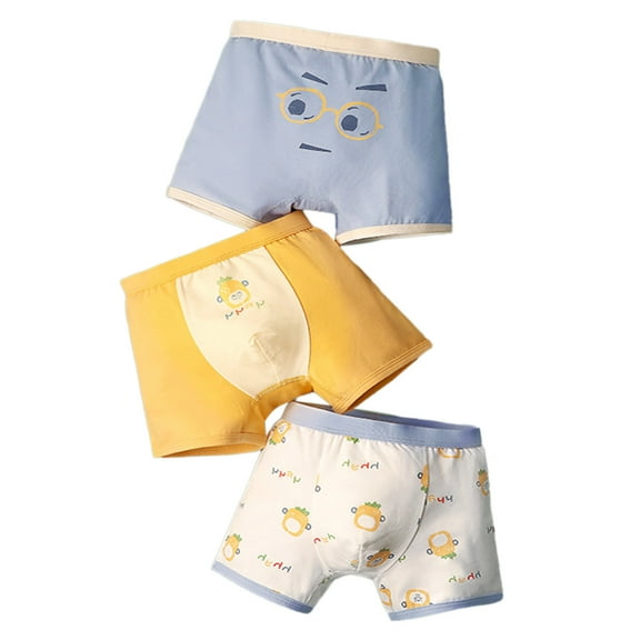 XEGLSBU Baby Boys Underwear Printed Underwear Cute Cartoon Print Underwear Shorts Pants Briefs Children'Trunks 3PCS Multipack Boys Underwear Size 10 Briefs Yellow Size 11-12 Years