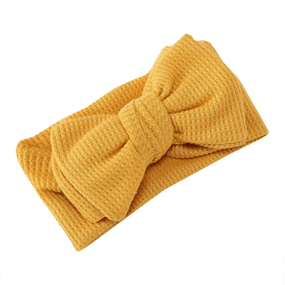 XEGLSBU Baby Girl Bows Clips and Toddlers Oversized Bow Headband Children's Knitted Knotted Headband Fontanelle Hair Accessories Headflower Hair Bows for Girls with Rubber Band Yellow One Size