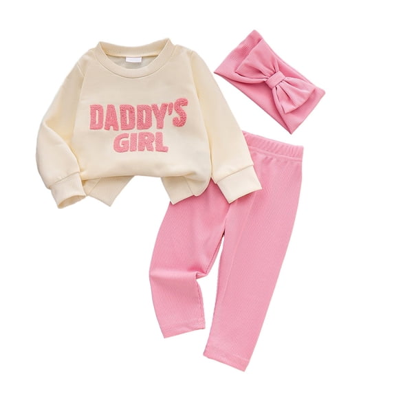 XEGLSBU Baby Girl Outfits Fall/Winter Girls Long Sleeve Hoodie with Pants Outfit Cozy Casual 2 Piece Toddler for Family Photos Pink Size 2-3 Years