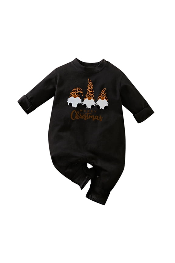 Baby Girl Rompers 3-6 Months Long Baby Christmas Outfit Girls Boys Print Romper Long Sleeve Bodysuit Jumpsuit Girls Romper Dresses Size 3T-4T Black2 Size 12-18 Months