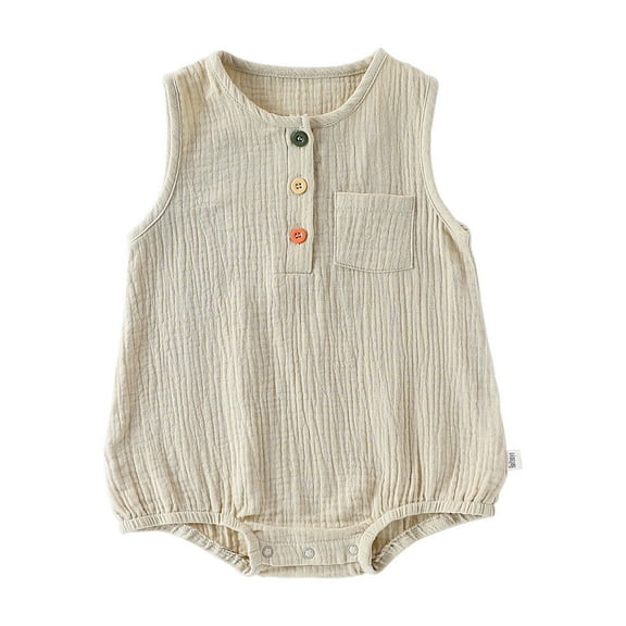 XEGLSBU Baby Girls Clothes Sleeveless Solid Romper for 0-18 Months Baby Soft Breathable Line Cotton Bodysuits Summer Casual Loose Fit Green Size