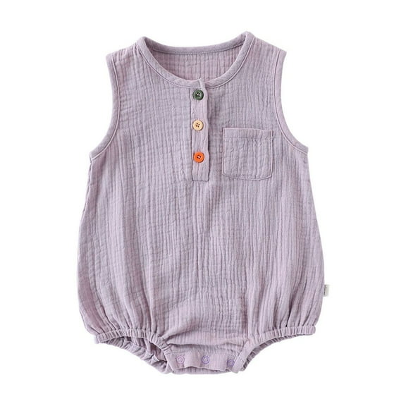 XEGLSBU Baby Girls Clothes Sleeveless Solid Romper for 0-18 Months Baby Soft Breathable Line Cotton Bodysuits Summer Casual Loose Fit Purple Size