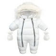 thumbnail image 1 of XEGLSBU Baby Snowsuit 12-18 Months with Feet Baby Girl Boy Winter Snowsuit Toddler Jacket Clothes Zipper Jumpsuit Hooded Snowsuits Coat Outwear Toddler Snowsuit 3T Girl White Size 12-18 Months, 1 of 2