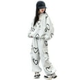 thumbnail image 1 of XEGLSBU Back to School Outfits for Girls 4Th Grade Girls Outfits Set Kids Fall Outfit Long Sleeve Hoodie and Pants Two Piece Set with Digital Print for Toddlers and Children d-Grey Size 4-5 Years, 1 of 9