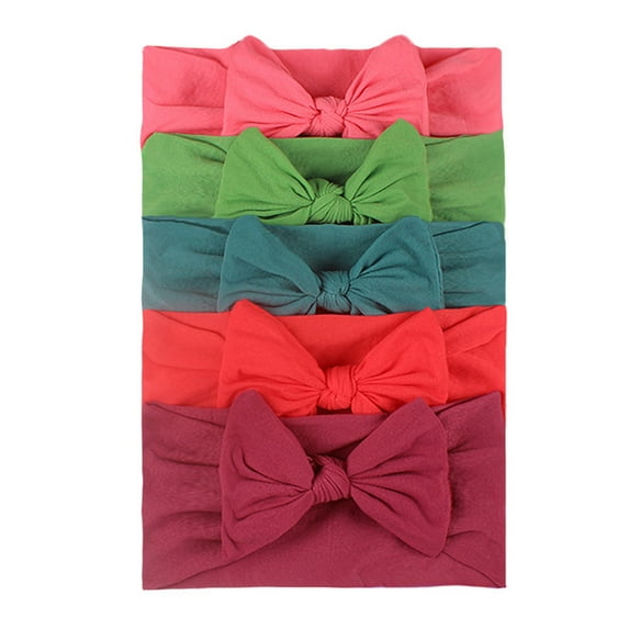XEGLSBU Bows for Girls Hair Clip Bows Colors Girls Baby Toddler Turban Headband Hair Band Bow 5PCS Accessories Headwear Baby Girl Bows 0-6 Months One Size