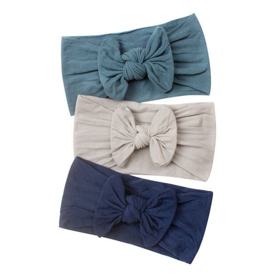 XEGLSBU Bows for Girls Hair Clip Bows Toddler Baby Boys Girls Stretch Solid Bow Hairband Headwear Headband Elastics Hair Accessories 3 Pack Bows for Girls Baby Blue One Size