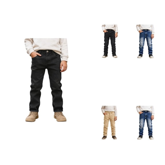 XEGLSBU Boys Denim Pants Distressed High Street Casual Long Jeans for Kids Comfortable Stretch Trousers Autumn 2-Black Size 7-8 Years