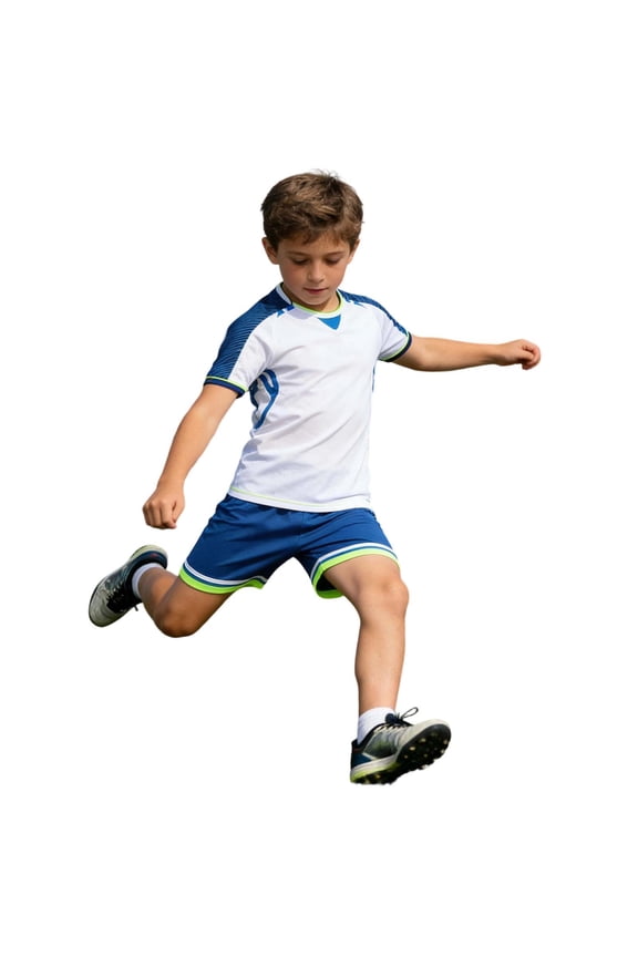 Boys Football Training Short Sleeve Sport Shirt and Shorts for Kids Athletic Team and Play (White Size 5-6 Years)