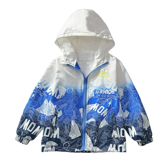 XEGLSBU Boys Jackets Size 8-10 Cute Boys Windbreaker Jacket with Hood Outdoor Printed Jacket for Kids Youth Winter Warm Lined Coat Boys Fall Light Jacket