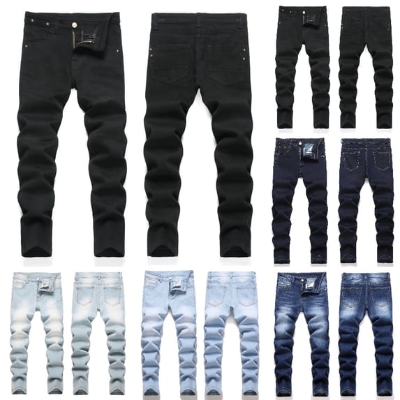 XEGLSBU Boys Jeans Distressed High Street Casual Long Pants for Comfortable Stretch Denim Trousers Autumn Black Size 15-16 Years