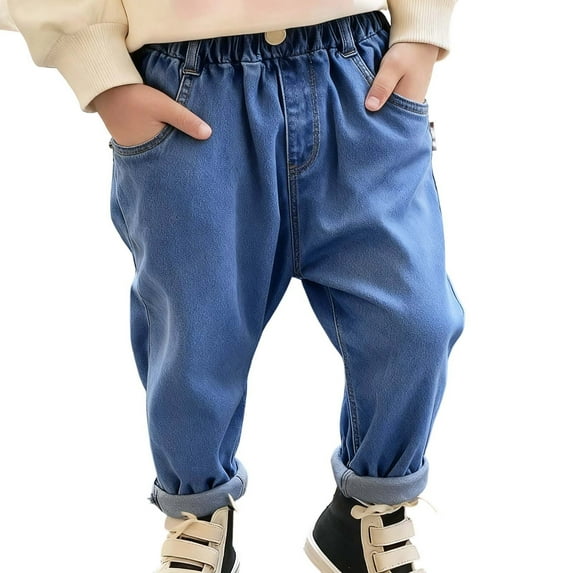 XEGLSBU Boys Jeans Size 10 Slim Fit Boys Regular Straight Fit Jeans Casual Denim Pants Stretch Denim Pants Blue-2 Size 8-9 Years