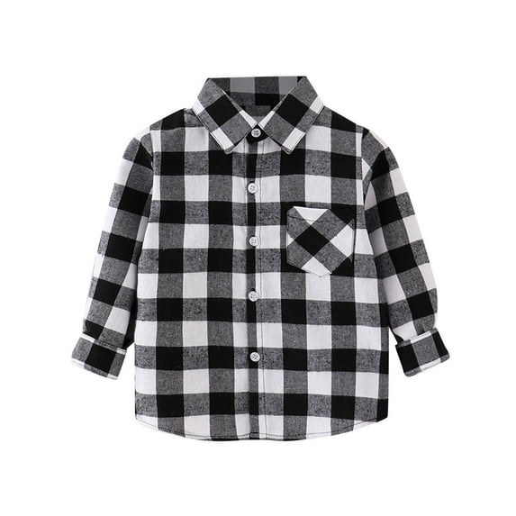XEGLSBU Boys Long Sleeve Shirts Size 10-12 Graphic Kids Flannel Plaid Long Sleeve Lapel Button down Baby Boys Girls T-Shirt Outwear White Size 12-18 Months