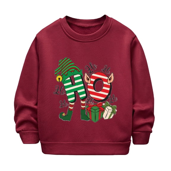 XEGLSBU Boys Long Sleeve Shirts Size 14-16 Camo Children's Autumn and Winter Long Sleeve and Christmas Print Casual Thick Warm Round Neck Hoodie for Boys and Girls Red Size 3-4 Years