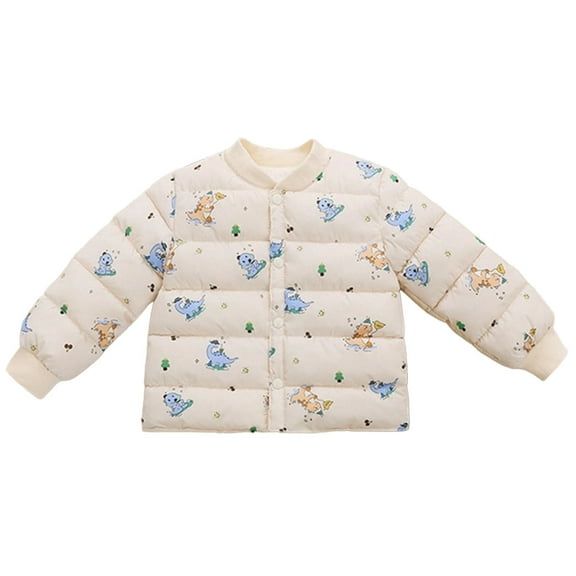 XEGLSBU Boys' Outerwear Jackets 5T Girls Down Jacket with Cartoon Print Winter Warm Padded Coat for Kids Outerwear Windproof Cold Weather Insulated Winter Coats for Girls 7-8 Beige Size 4-5 Years