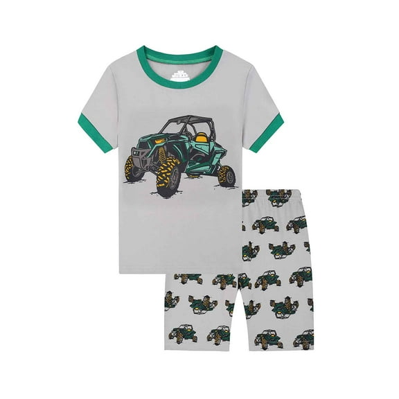 XEGLSBU Boys Pajamas Size 10 Toddler Kids Baby Boys Cartoon Printed Loose CuteT Shirt Grid Shorts Outfits Boys Pajamas Size 12 Grey Size 4-5 Years