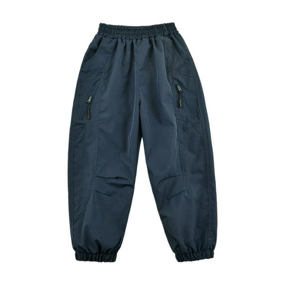 XEGLSBU Boys Pants Outdoor Windproof Rain Pants for Kids Hiking Skiing Softshell Trousers Childrens Sports Play Casual Winter Thermal Navy Size 8-9 Years