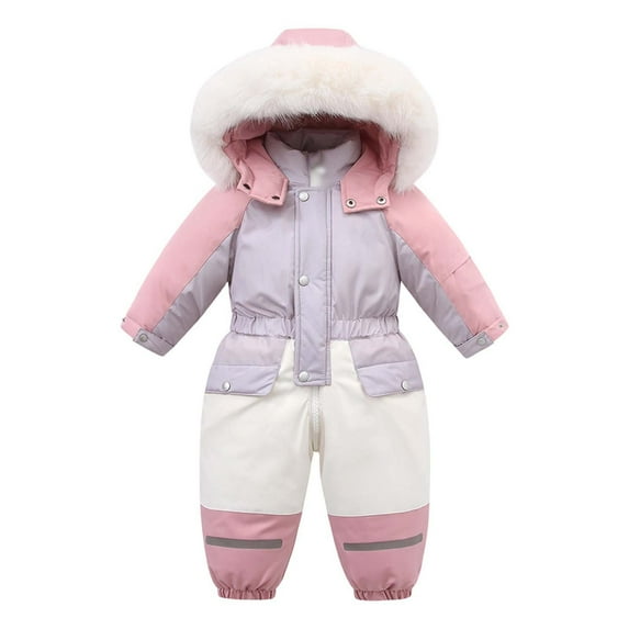 XEGLSBU Boys Snowsuit Set 6-9 Children's Ski with Hood and Thickened Baby Jumpsuit Winter Baby Romper (1Y 5Y) Snowsuit Toddler Girl 2T Pink Size 18-24 Months