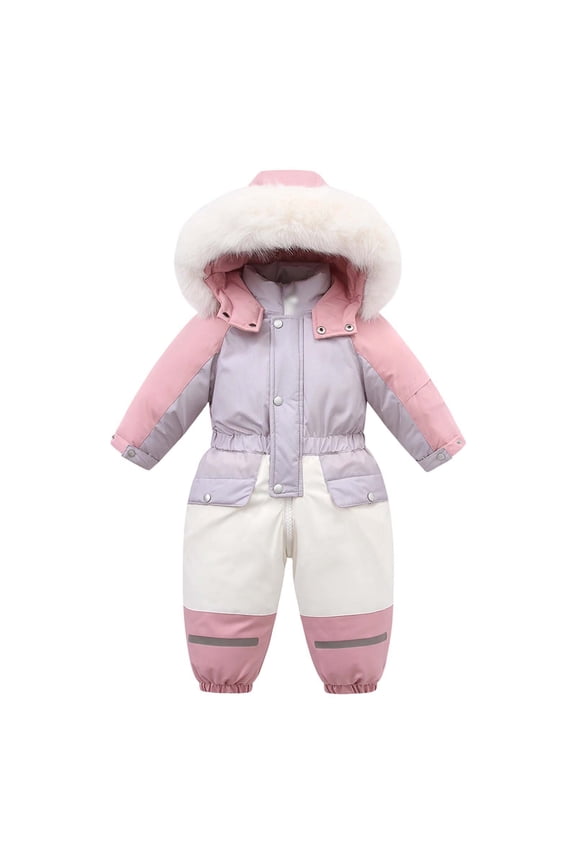 Boys Snowsuit Set 6-9 Children's Ski with Hood and Thickened Baby Jumpsuit Winter Baby Romper (1Y 5Y) Snowsuit Toddler Girl 2T Pink Size 18-24 Months