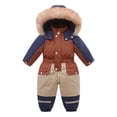 thumbnail image 1 of XEGLSBU Boys Snowsuit Set 8 Children's Ski with Hood and Thickened Baby Jumpsuit Winter Baby Romper (1Y 5Y) Snowsuit Toddler Boy 3T Coffee Size 12-18 Months, 1 of 3