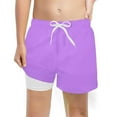 thumbnail image 1 of XEGLSBU Boys Swim Trunks with Rash Guard Xl Boys Fashion Solid Swim Trunks with Compression Liner Stretch Swim Shorts Purple Size 14-16 Years, 1 of 4