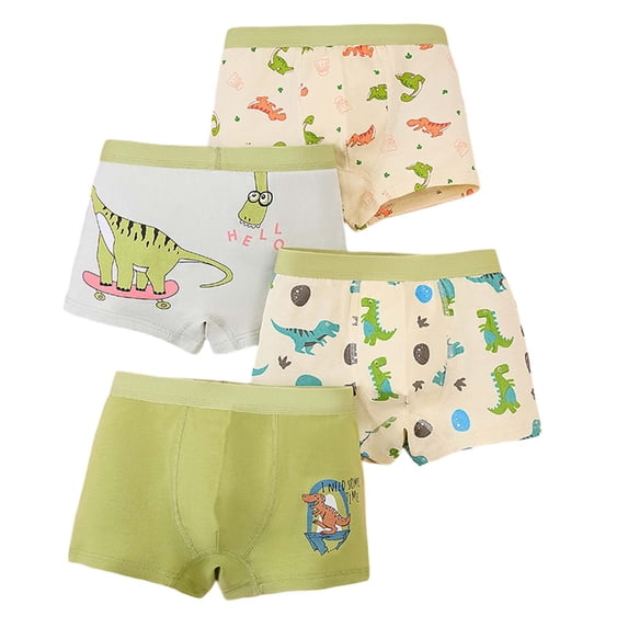 XEGLSBU Boys Underwear for Daily Comfort Cartoon Print for Male Kids Durable Stretchable Fabric for Leisure and Everyday Wear 4pcs Boys Underwear 4T Cars Green Size 4-5 Years