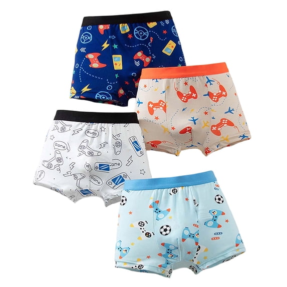 XEGLSBU Boys Underwear Pack Soft Comfortable Breathable Briefs for Kids And Toddlers With Prints All Day Play Size 6-7 Years 4 Pack