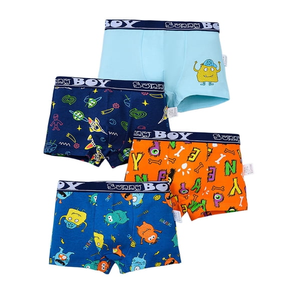 XEGLSBU Boys Underwear Pack Soft Comfortable Breathable Briefs for Kids and Toddlers with Prints All Day Play Size 10-11 Years 4 Pcs