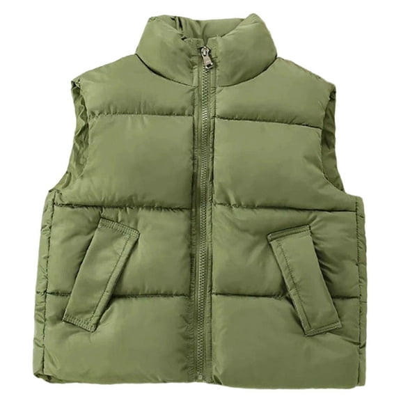 XEGLSBU Boys Winter Coat Size 7/8 Boys Down Vest Padded Sleeveless Jacket Warm Quilted Insulated Outerwear Cozy Lightweight Winter Wear for Kids Girls Coat Rack Wall Mount Army Green Size 4-5 Years
