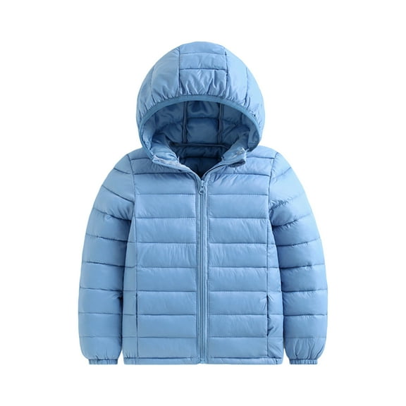 XEGLSBU Boys Winter Coats Size 7-8 Jackets Kids Coat Winter Jacket Girls Boys Hooded Soild Toddler Outwear Windproof Warm Girls Coat Jacket Light Blue Size 4-5 Years