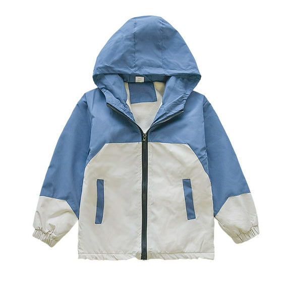 XEGLSBU Boys Winter Jackets Size 7-8 Boys Winter Lined Windbreaker Jacket Thermal Insulated Water Outerwear Coats for Kids Youth Boys Fall Light Coat with Hood Blue Size 4-5 Years