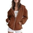 thumbnail image 1 of XEGLSBU Camo Hoodies for Women Womens Casual Solid Long Sleeve Zipper Hooded Coat Pocket Sweatshirt Tops Hoodies for Women Camo White Coffee Size L, 1 of 5
