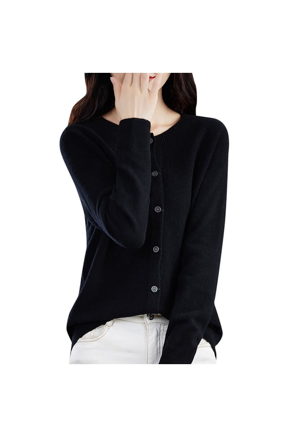 Cardigan Sweaters for Women Black Sweaters for Women Button Front Long Sleeve Cardigan Soft Warm Knit Elastic Cardigan Sweaters for Women Dressy Plus Size Black Size M