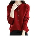 thumbnail image 1 of XEGLSBU Cardigan Sweaters for Women Lightweight Plus Women Knitted Spring and Autumn Round Neck Sweater Long Sleeve Solid Color All Cardigan Jacket Cardigan Sweaters for Women Long Black Wine Size XL, 1 of 5