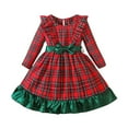 thumbnail image 1 of XEGLSBU Christmas Dresses for Girls 14/16 Party Dress for Girls Red Velvet Plaid Layered Gown with Bow Back Detail Festive Holiday Attire for Toddler Kids Red Size 5-6 Years, 1 of 9