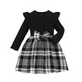 thumbnail image 1 of XEGLSBU Christmas Dresses for Girls 5T Girls Long Sleeve Round Neck Bow Tie Plaid Print Party Casual Dress for Holiday Festive Occasions and Special Events Black Size 5-6 Years, 1 of 9