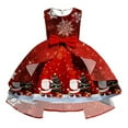 thumbnail image 1 of XEGLSBU Christmas Flower Girl Dress 4T with Pearls Girls Christmas Dress Sleeveless Santa Snowman Christmas Party Prom Formal Gowns Toddler Festival Outits Watermelon Red Size 4-5 Years, 1 of 3