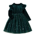 thumbnail image 1 of XEGLSBU Christmas Flower Girl Dress Long Toddler Children Girls Christmas Long Sleeve Bowknot Star Prints Dresses Dress Clothes Green-4 Size 2-3 Years, 1 of 6