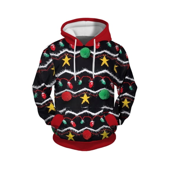 XEGLSBU Christmas Hoodie for Boys 10-12 Sweat Pants Gray Kids Autumn Christmas Long Sleeved Print Hoodie Christmas Holiday Hooded Sports Casual Pullover Christmas Hooded Sweater Black Size 7-8 Years