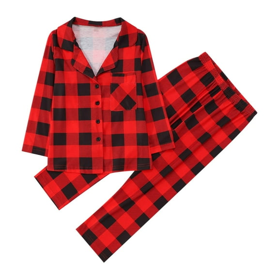 XEGLSBU Christmas Outfits for Girls Girls Cute Christmas Pyjamas Set Printed Long Sleeve Shirt Trousers Two Sets School Christmas Outfits for Girls C-Red Size 2T