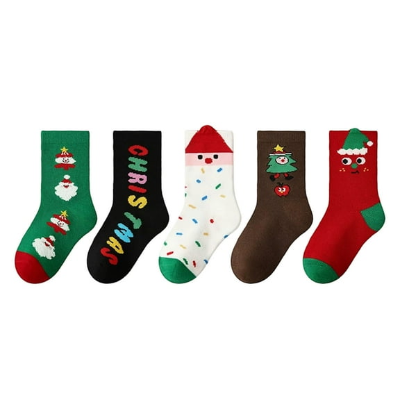 XEGLSBU Crew Socks for Women Cute Stockings for Kids Mid Calf Holiday Socks Festive Stocking Stuffers Novelty Xmas Party for Children Boys Girls Family Socks for Women Crew Black Size 3-5 Years