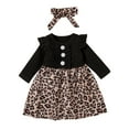 thumbnail image 1 of XEGLSBU Dresses for Girls 10-12 Short Toddler Kid Baby Girls Ribbed Ruffled Splice Floral Leopard Party Princess Dress Dresses for Girls 10-12 Short Sleeve Black Size 4-5 Years, 1 of 4