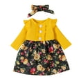 thumbnail image 1 of XEGLSBU Dresses for Girls 4-6 Fall Toddler Kid Baby Girls Ribbed Ruffled Splice Floral Leopard Party Princess Dress Girls Dresses Size 8 Fall Yellow Size 2-3 Years, 1 of 4