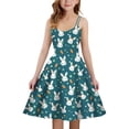 thumbnail image 1 of XEGLSBU Dresses for Girls 7-8 for Weddings Easter Print Girls Sleeveless Dress Back Elastic Zipper for Casual Outdoor Daily Wear Blue Size 11-12 Years, 1 of 4