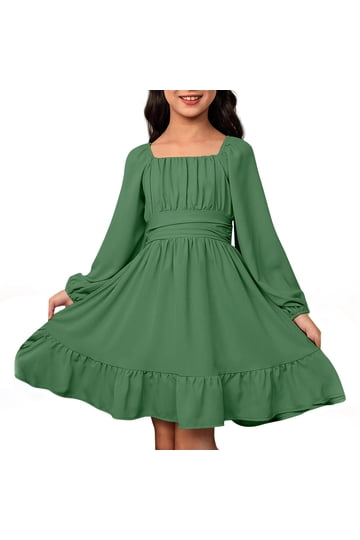 Green Big Girls Christmas Dresses