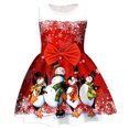thumbnail image 1 of XEGLSBU Dresses for Girls Size 6 Girls Christmas Dress Sleeveless Santa Snowman Christmas Party Prom Formal Gowns Toddler Festival Outits Girls Dresses Blue Flowers Red-B Size 7-8 Years, 1 of 6