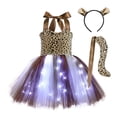 thumbnail image 1 of XEGLSBU Dresses for Girls 12-14 Party Glow in The Dark Girls Dress with Skirt Illuminating Party Tutu for Kids Brown1 Size 2-3 Years, 1 of 3