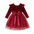 thumbnail image 1 of XEGLSBU Dresses for Girls 14-16 Girls Long Sleeve Gradient Star Dress Party Gown Autumn Fashion Formal Wear A-Red Size 4-5 Years, 1 of 9