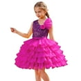 thumbnail image 1 of XEGLSBU Dresses for Girls 7-8 Girls Sequin off Shoulder Party Dress Tiered Short Tutu Skirt For Purple Size 5-6 Years, 1 of 6