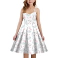 thumbnail image 1 of XEGLSBU Dresses for Girls Sparkly Easter Print Girls Sleeveless Dress Back Elastic Zipper for Casual Outdoor Daily Wear (White-A Size 5-6 Years), 1 of 3